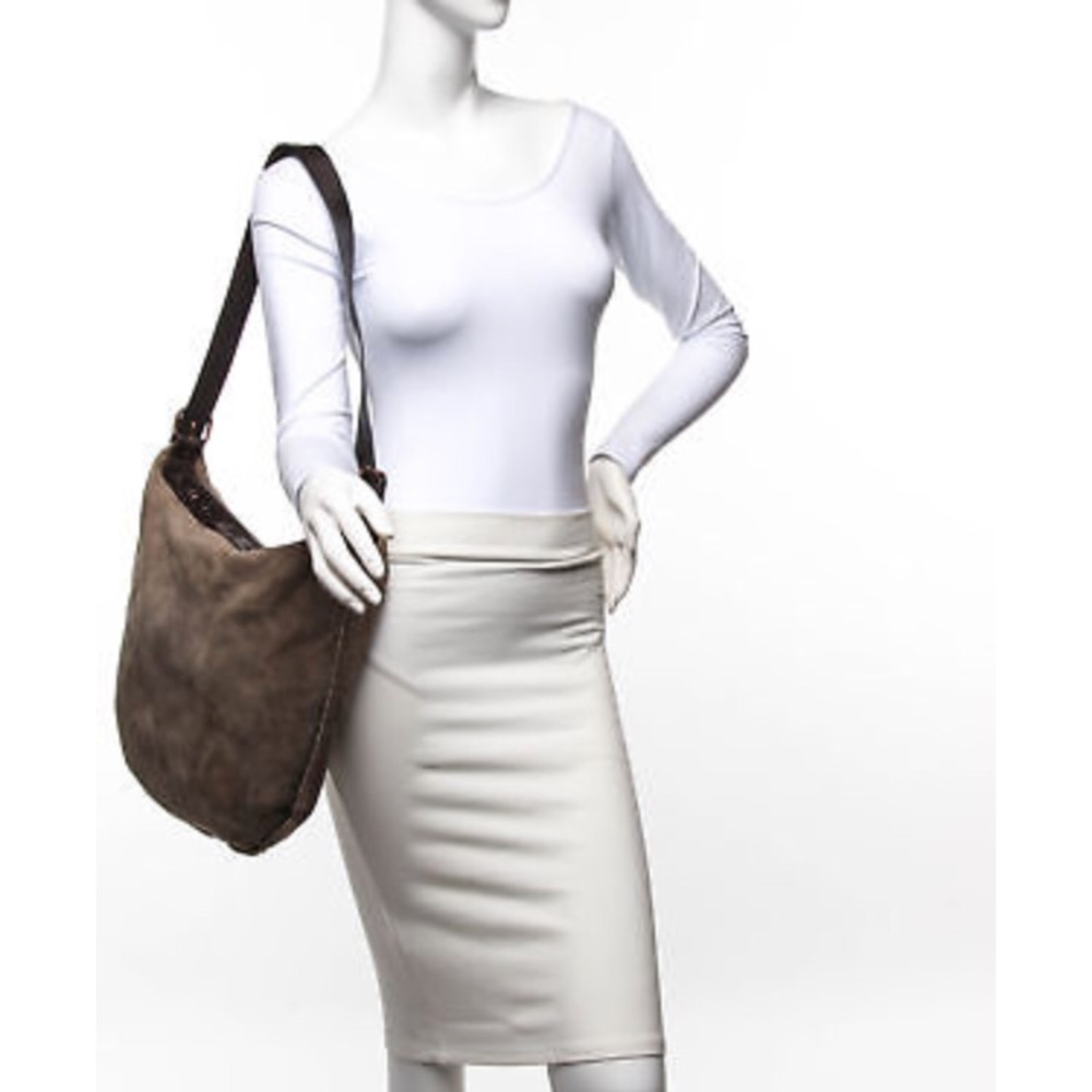 Celine Tan Suede Shearling Shoulder Bag